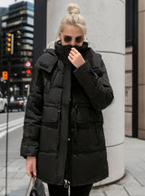 Medium and Long Slim Waist Cotton-padded Jacket