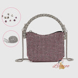 Semi-circular Diamond-encrusted Diagonal Bag