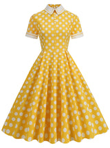 50'S Palace High Collar Polka Dot Retro Dress