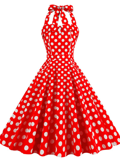 Retro Polka-dot Halter Halter Dress