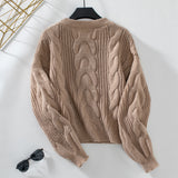 Solid Color Twist Pullover Retro Loose Sweater