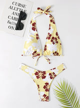 Split Swimsuit Printed Suspender Bikini