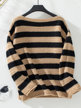 Contrast Striped Casual Loose Sweater