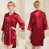 Loose Silk Pajamas V-neck Nightgown