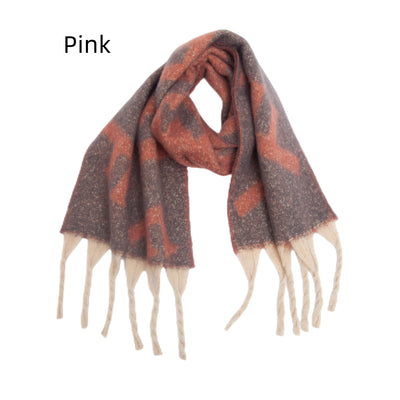 Thickened Tassel Jacquard Letter Scarf