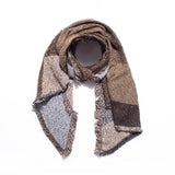 Thickened Contrast Raw Edge Plaid Bevel Scarf