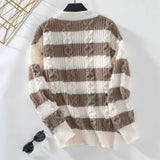 Retro Loose Round Neck Twisted Striped Sweater