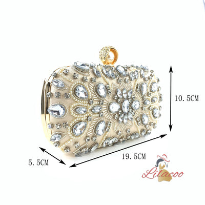 Rhinestone Hand Beaded Chain Clutch Bag