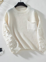 Solid Color Pocket Pullover Sweater Top