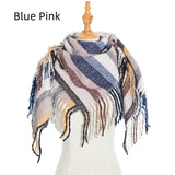 Striped Prickly Fringed Square Scarf