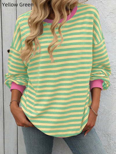 Loose Striped Round Neck Top