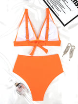 Solid Color High Waist Pit Bikini