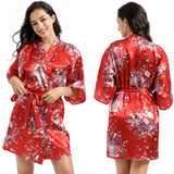 Loose Satin Silk Printed Short Nightgown