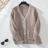 Loose V-neck Single-breasted Knitted Sweater