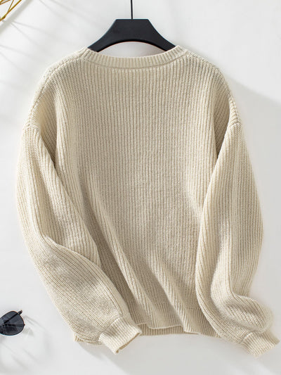 Casual Round Neck Long Sleeve Sweater