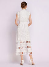 Palace Openwork Lace Stand-up Collar Slim Dress