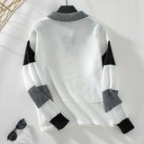 Striped Loose Long Sleeve POLO Neck Sweater