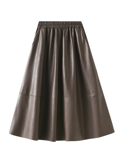 Retro High Waist Pu Leather Skirt