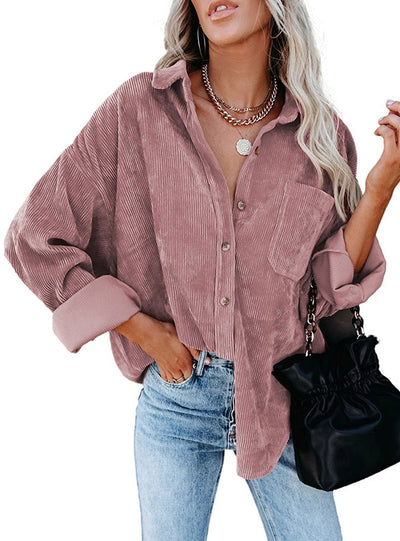 Loose Casual Corduroy Shirt Top