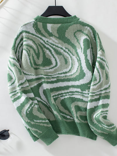 Abstract Pattern Jacquard Sweater