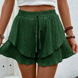 Double-layer Lace-up Elastic Waist Shorts