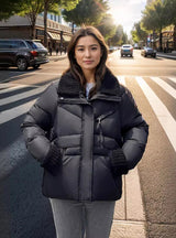 Women Spliced Cotton-padded Down Jacket