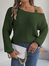 Casual Metal Button Splicing Pullover Sweater