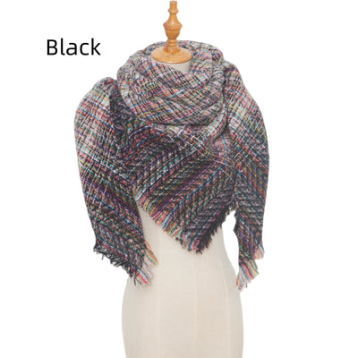 Women Fine Plaid Square Scarf