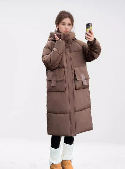 Loose Padded Pockets Long Cotton-padded Down Jacket