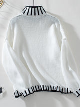 Women Striped High Neck Sweater