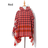 Checked Hooded Pullover Cloak