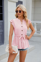 Solid Color Button Loose T-shirt