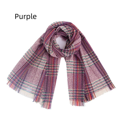 Double Fringed Plaid Scarf Shawl