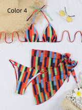 Sexy Multicolor Printed Beach Skirt Bikini