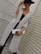 Long Cardigan Solid Color Knitted Sweater