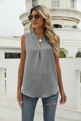 Solid Color Chiffon Shirt V-neck Vest