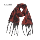 Coarse Tassel Jacquard Leopard Scarf