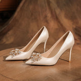 Pearl Rhinestone Stiletto Heels Wedding Shoes