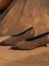 Suede Low Heel Tip Shoes