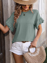 Solid Color Round Neck Short Sleeve T-shirt