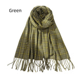 Women Fringed Plaid Scarf Shawl