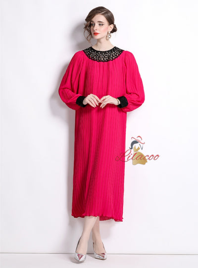 Loose and Slim Fashion Pleated Dress