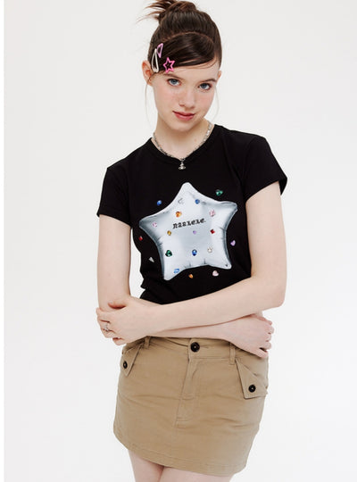 Five-pointed Star Printed Short-sleeved T-shirt