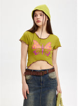 Short Sleeve Slim Butterfly T-shirt Top