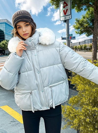 Large Fur Loose Padded Cotton-padded Jacket Coat