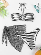 Sexy Printed Three-piece Split Swimsuit Bikini