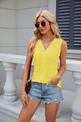 V-neck Lace Stitching Sleeveless Vest T-Shirt