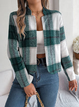 Casual Plaid Long-sleeved Woolen Coat