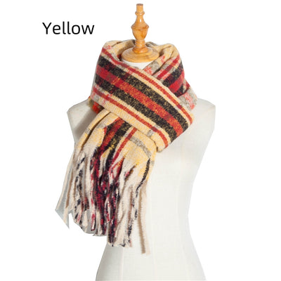 Women Plaid Fringed Scarf Shawl