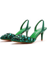 Shallow-mouthed Colored Rhinestone Stiletto Sandals